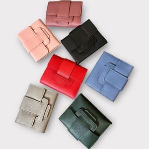 NWT Tri-fold Slim Wallet Solid Colors Premium PU Leather